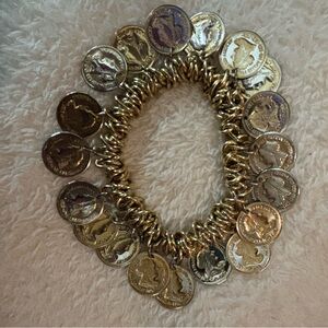 Gold Coin Charm Bracelet